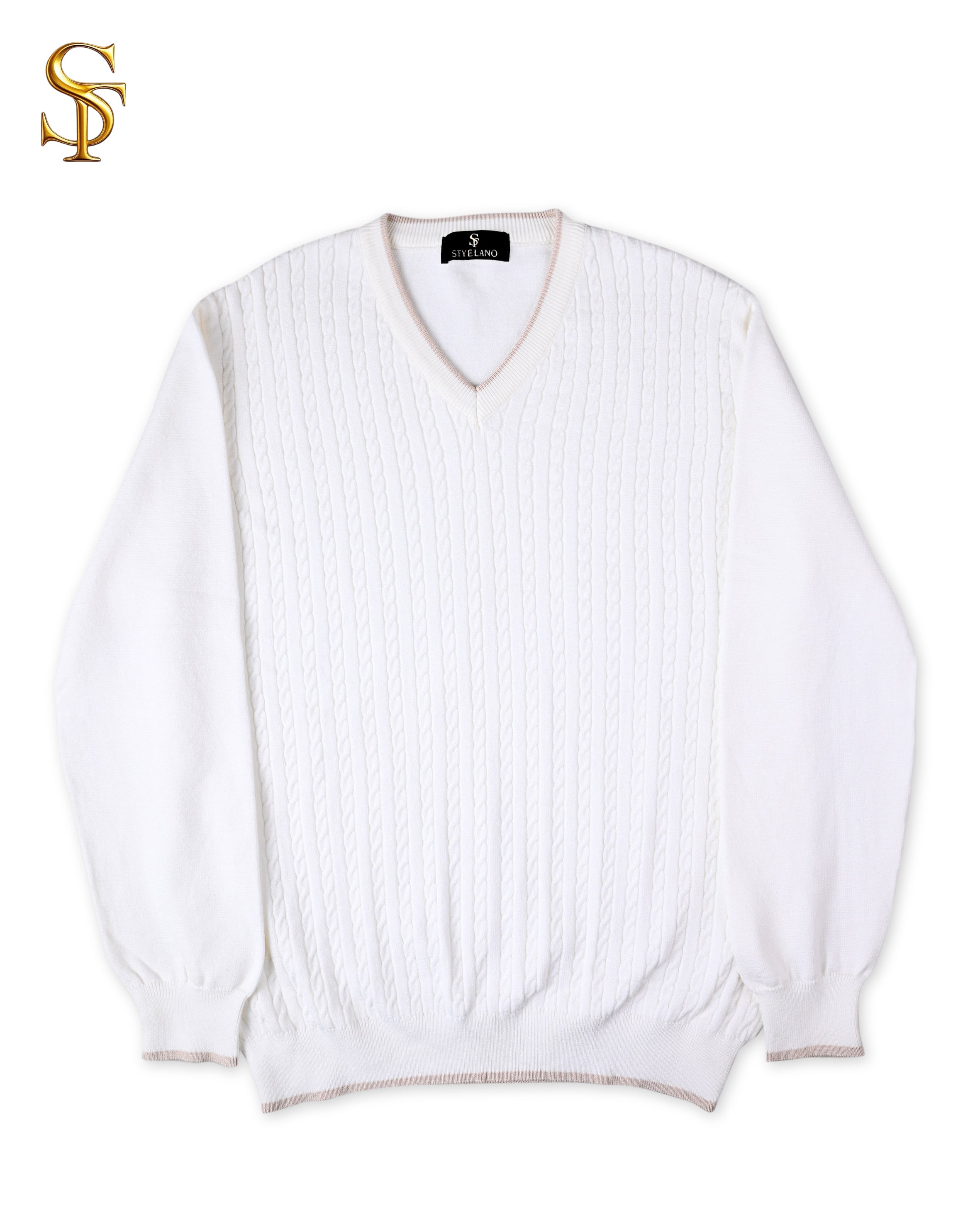 بلوفر تريكو رجالي ضفيرة – ياقة V